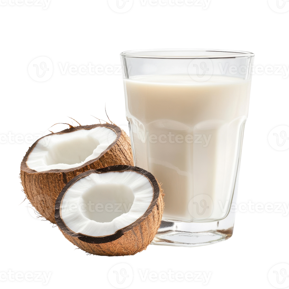 Refreshing Coconut Milk Drink on transparent background. png