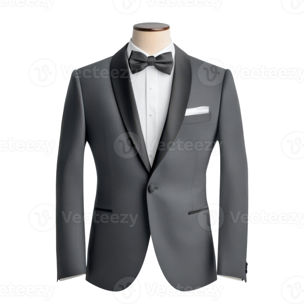 Gray Tuxedo Suit Mockup on transparent background. png