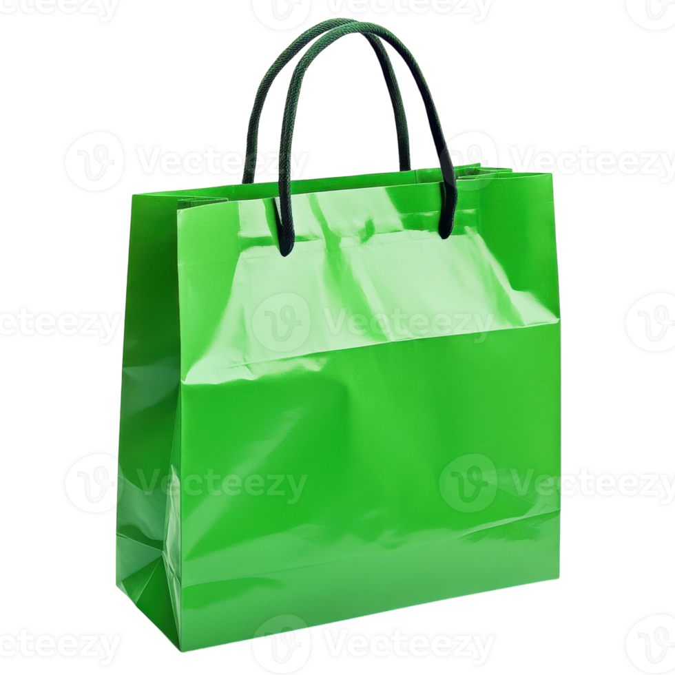 EcoBagGreen Shopping Bag Mockup on transparent background. png