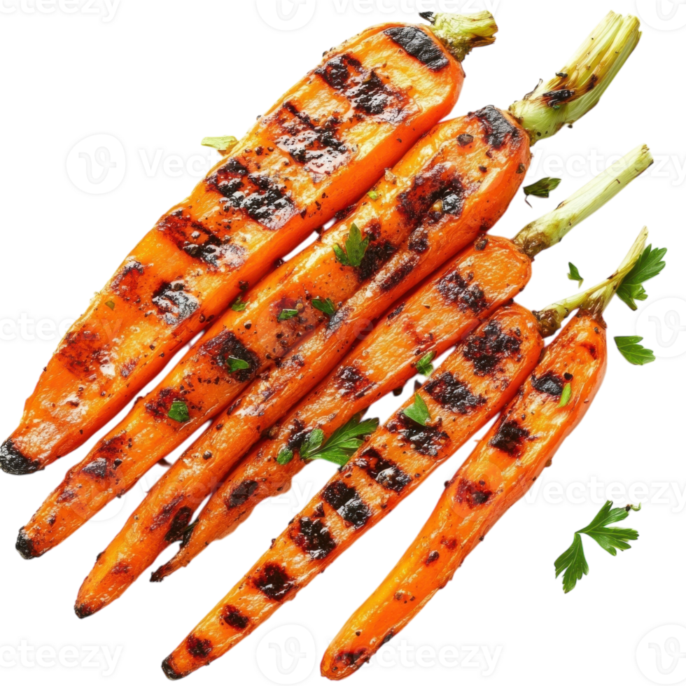 Grilled Carrots White Background on transparent background. png