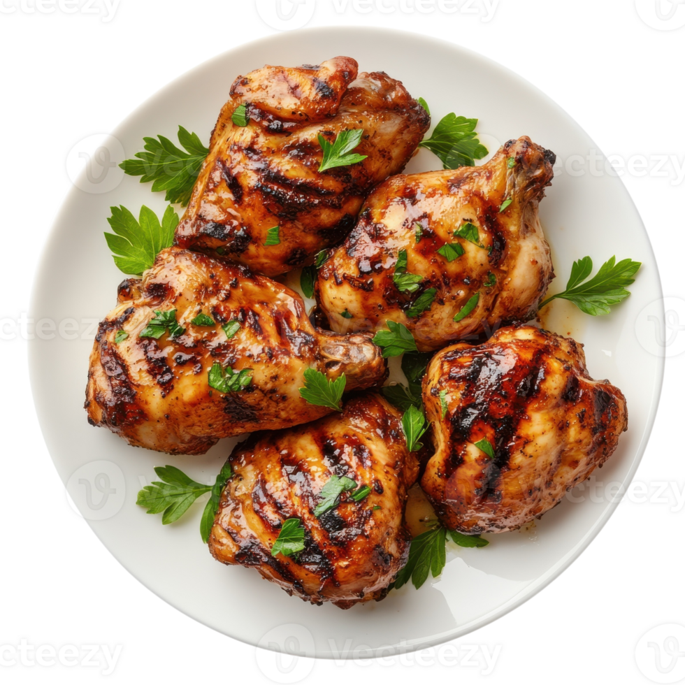 Grilled Chicken Plate White Background on transparent background. png