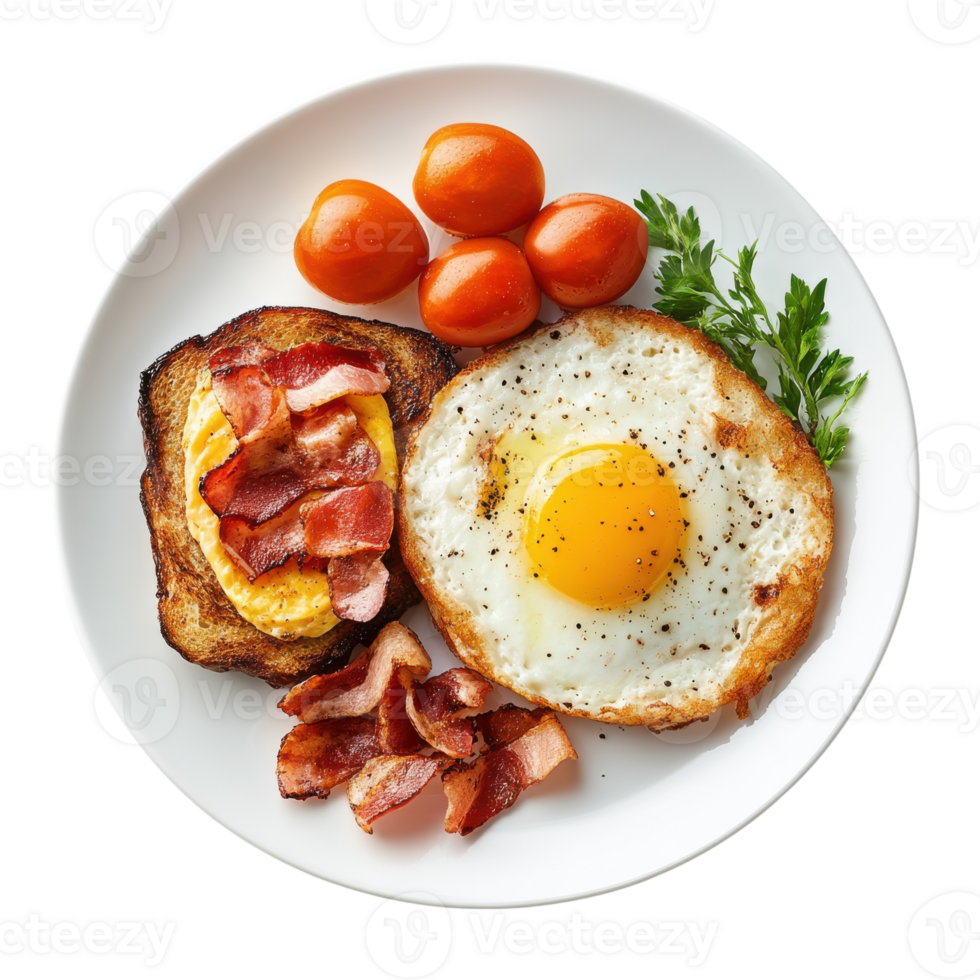 Delicious Breakfast Plate Setting on transparent background. png