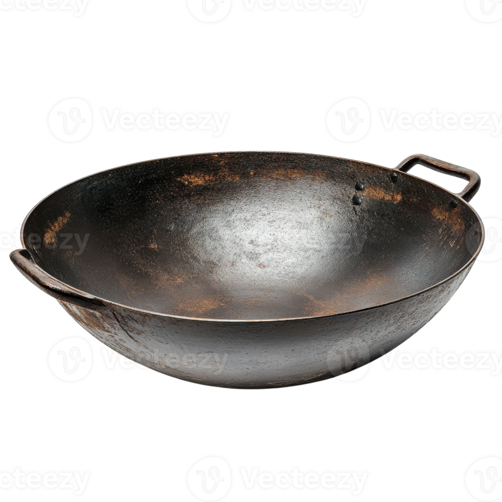 Iron Wok on White Background on transparent background. png