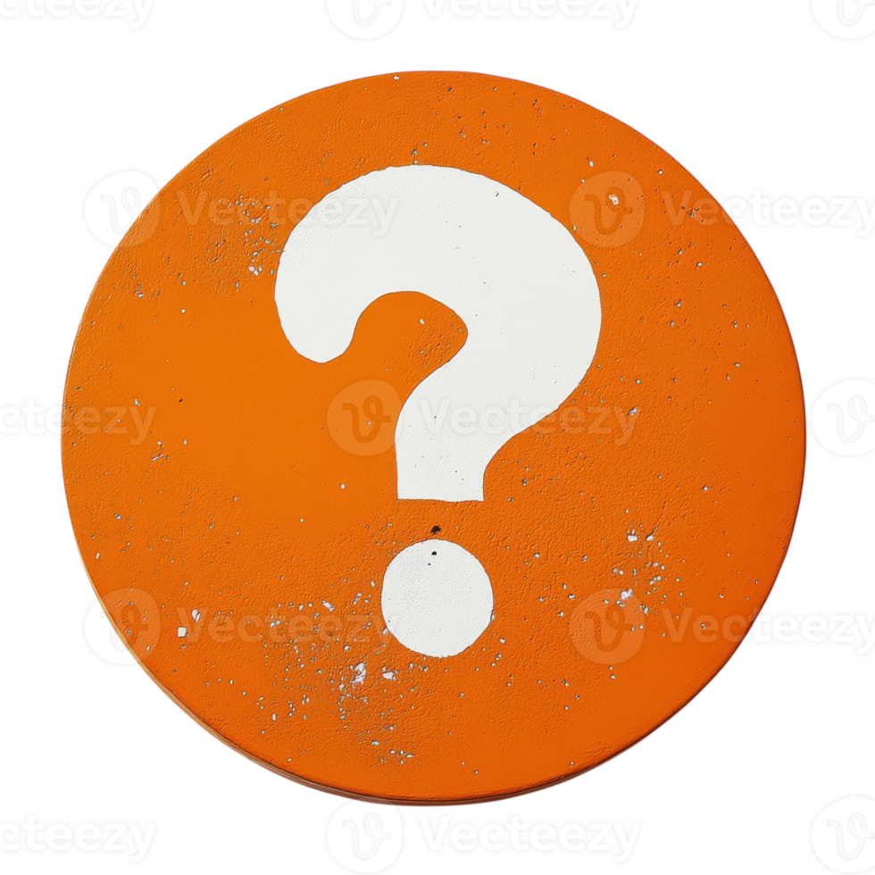 Bright Orange Circle Question Mark on transparent background. png