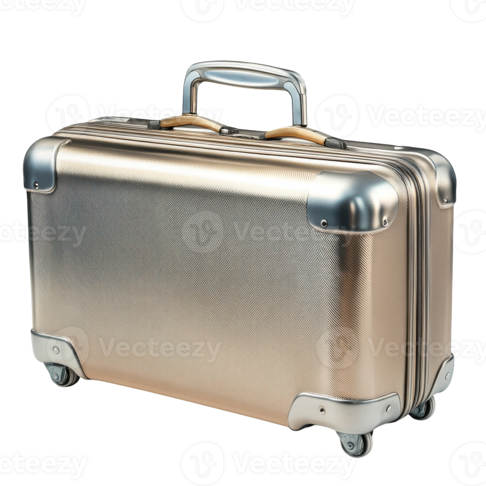 Metallic Suitcase White Background on transparent background. png