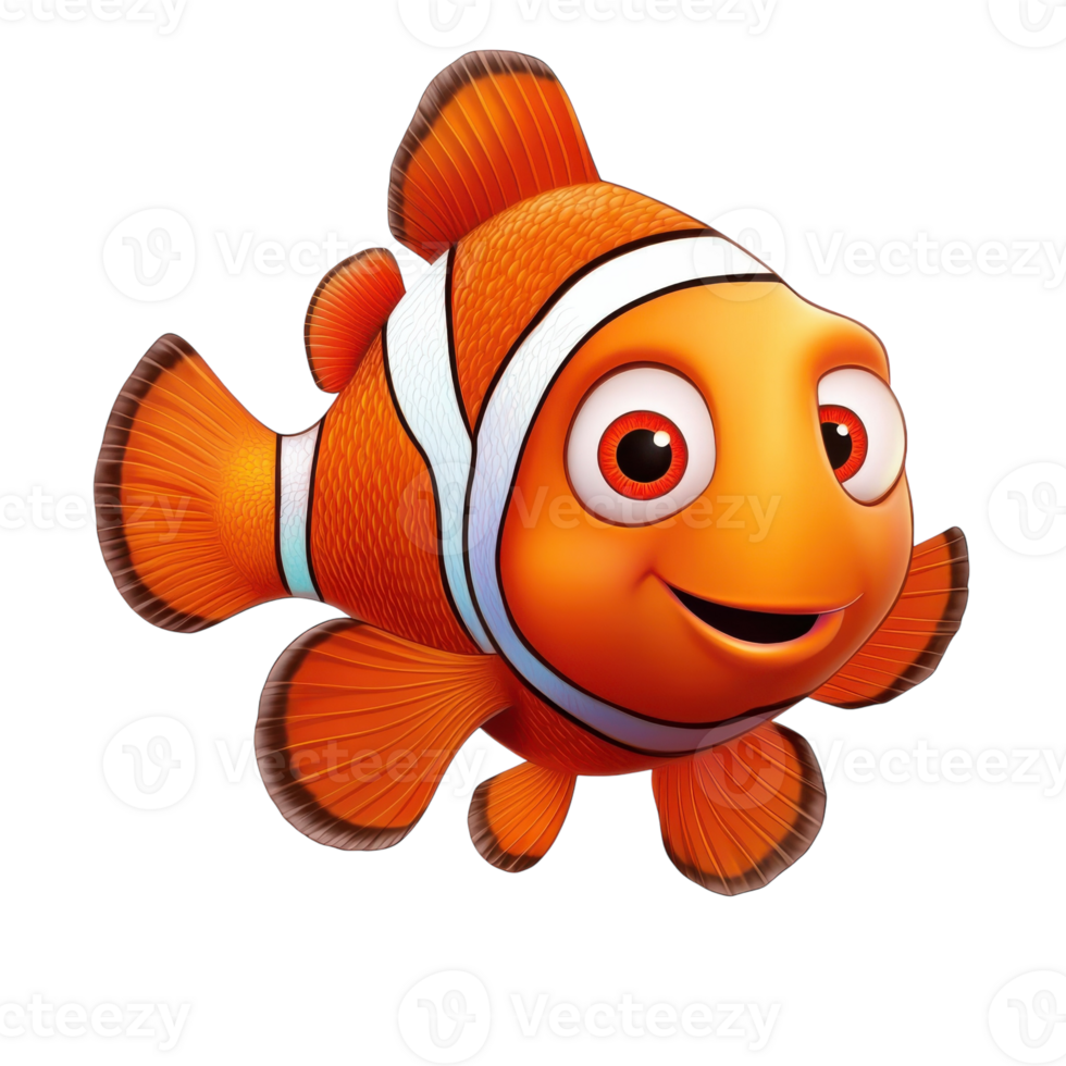 Vibrant Nemo Fish White Background on transparent background. png