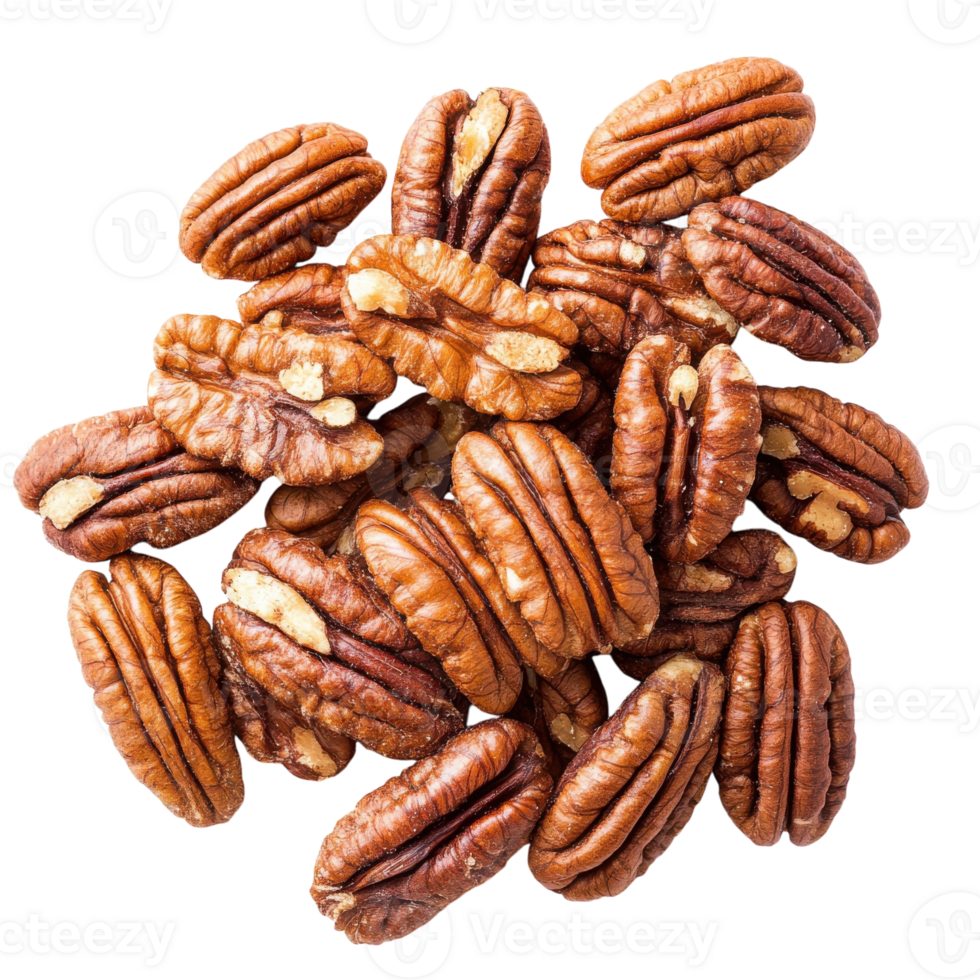Delicious Pecan Nuts Close Up on transparent background. png