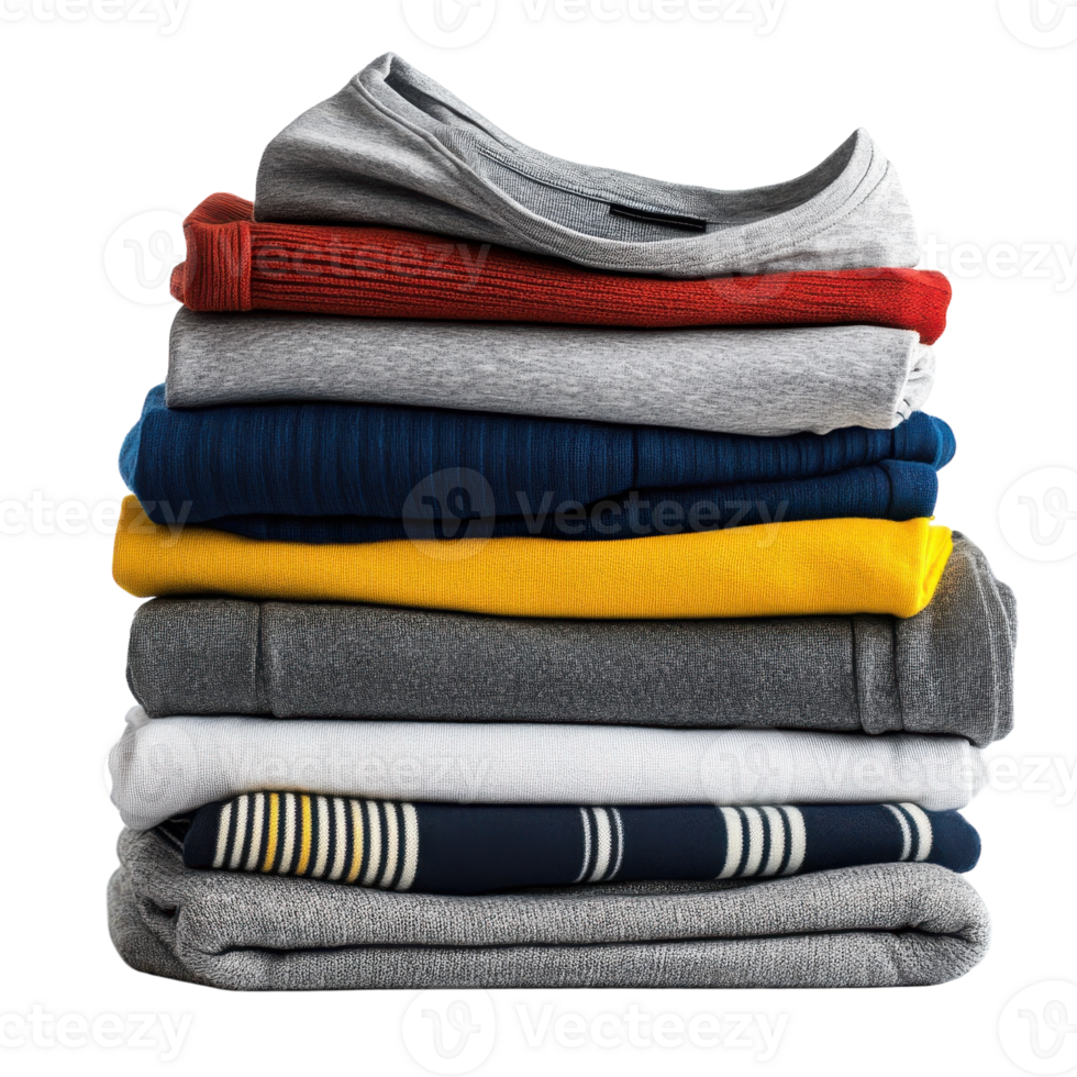 Folded Clothes White Background on transparent background. png