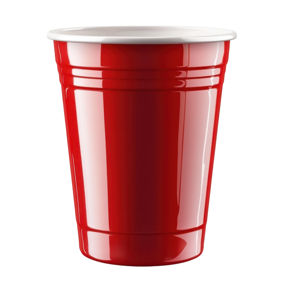 Red Plastic Cup White Background on transparent background. png