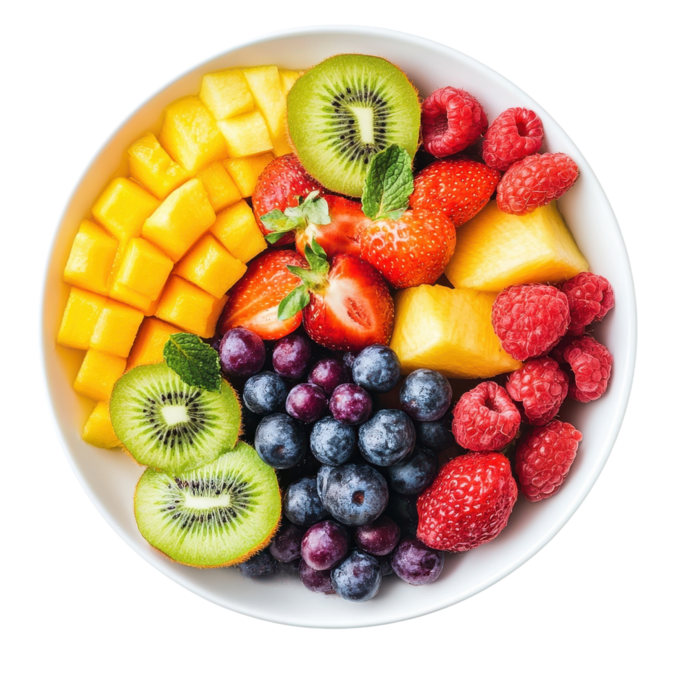 Healthy Fruit Plate Colorful Variety on transparent background. png