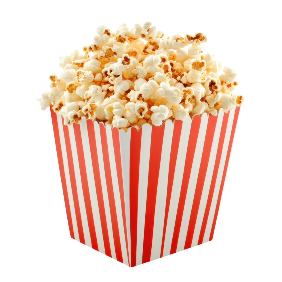 Delicious Popcorn in Carton Box on transparent background. png