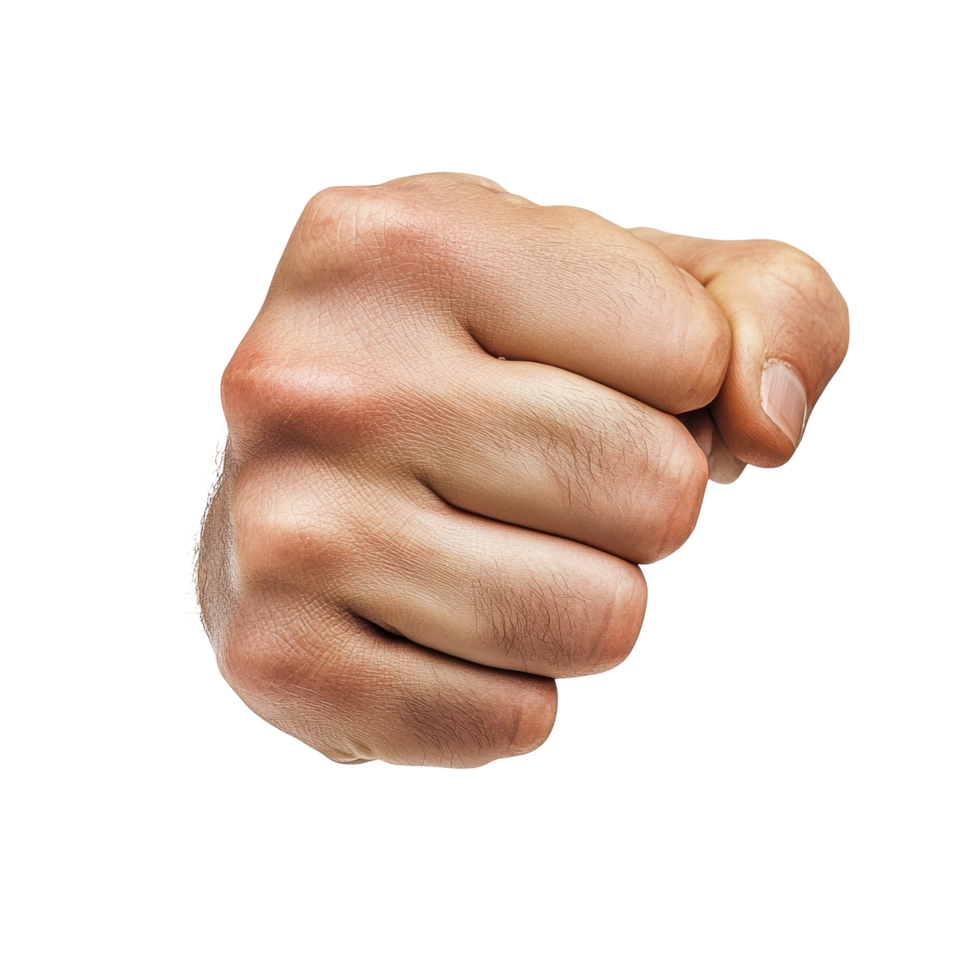 Powerful Punch Hand Pose on transparent background. png