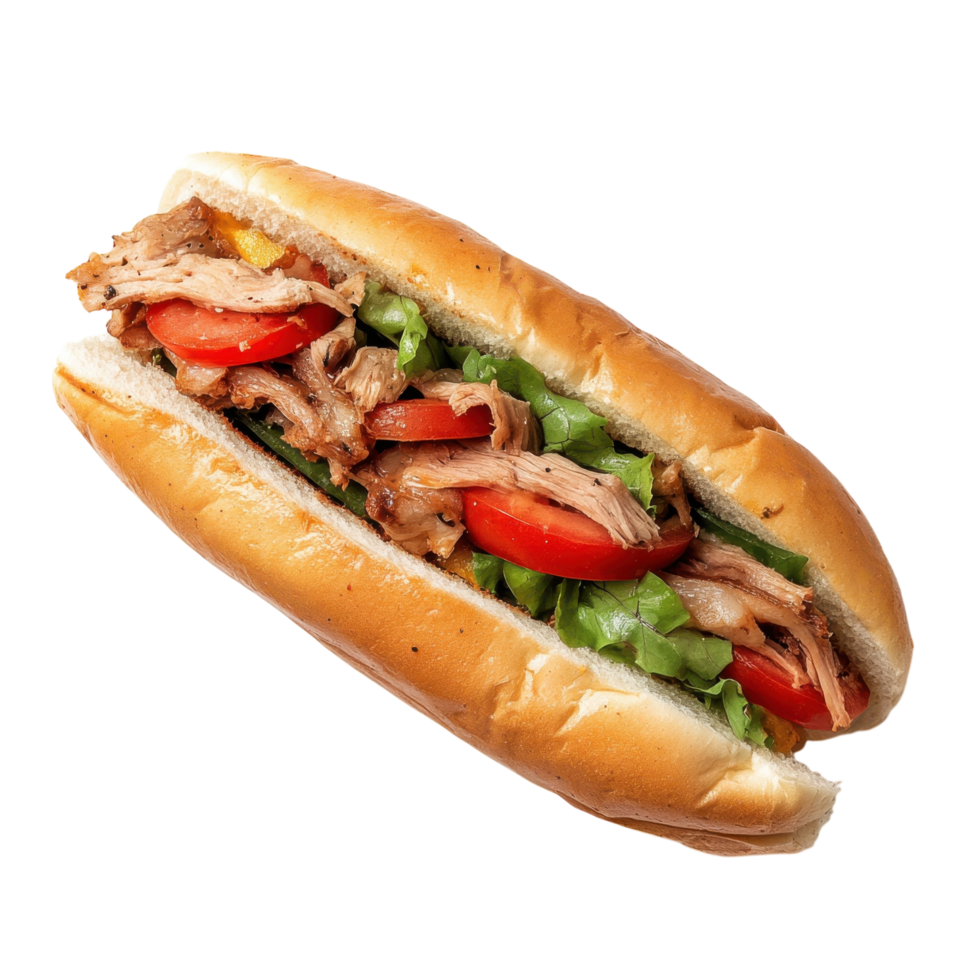 Delicious Pulled Pork Sandwich on transparent background. png