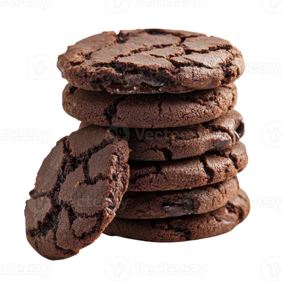 Delicious Chocolate Cookies Stack on transparent background. png