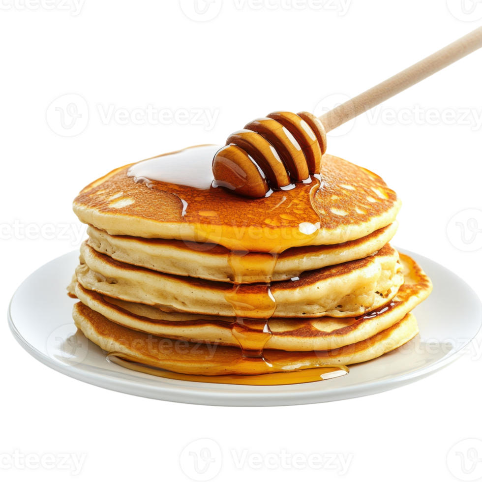Delicious Pancakes with Honey on transparent background. png