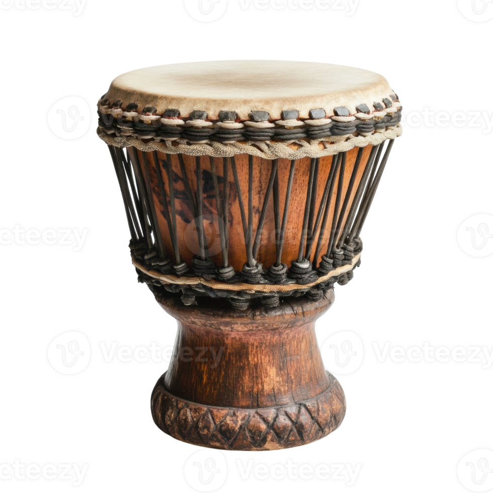 African Djembe Drum on White on transparent background. png