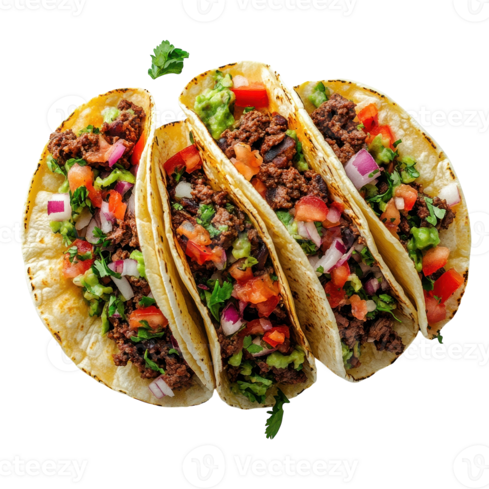Delicious Tacos on White on transparent background. png