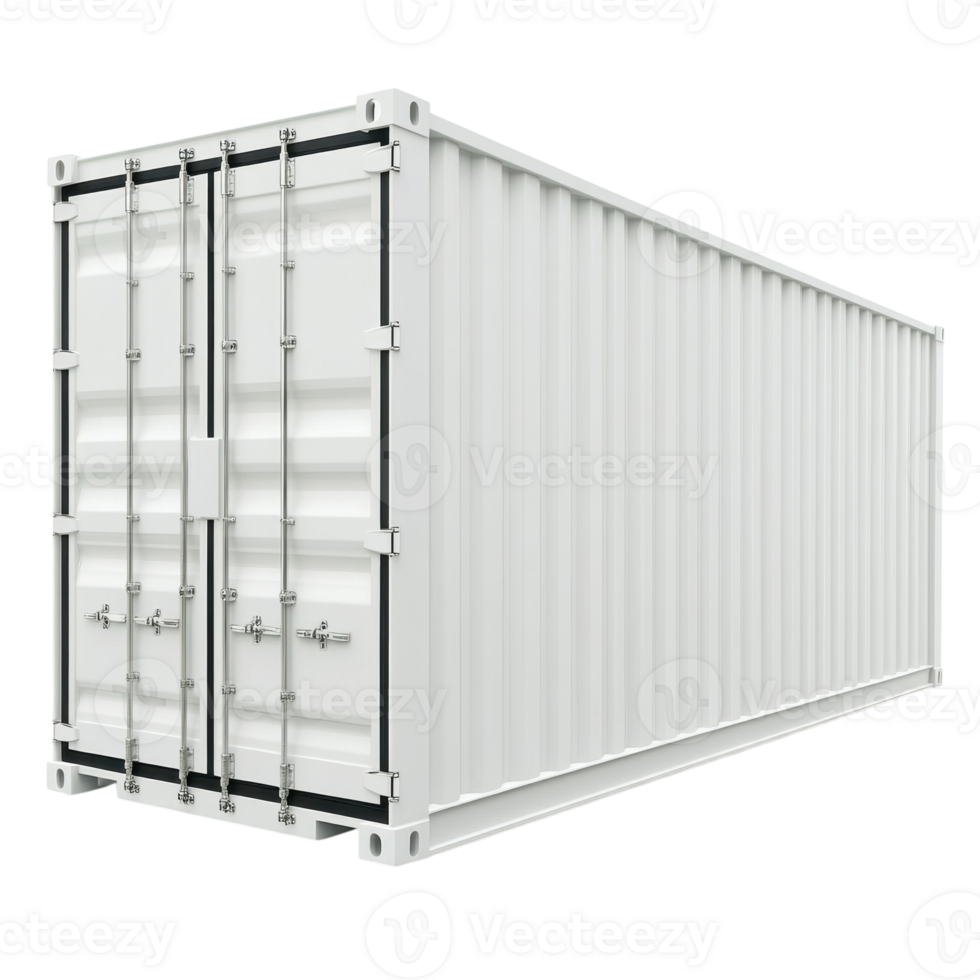 White Cargo Container Mockup on transparent background. png