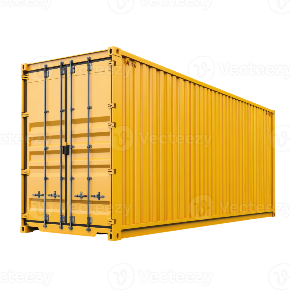 Yellow Cargo Container Mockup on transparent background. png