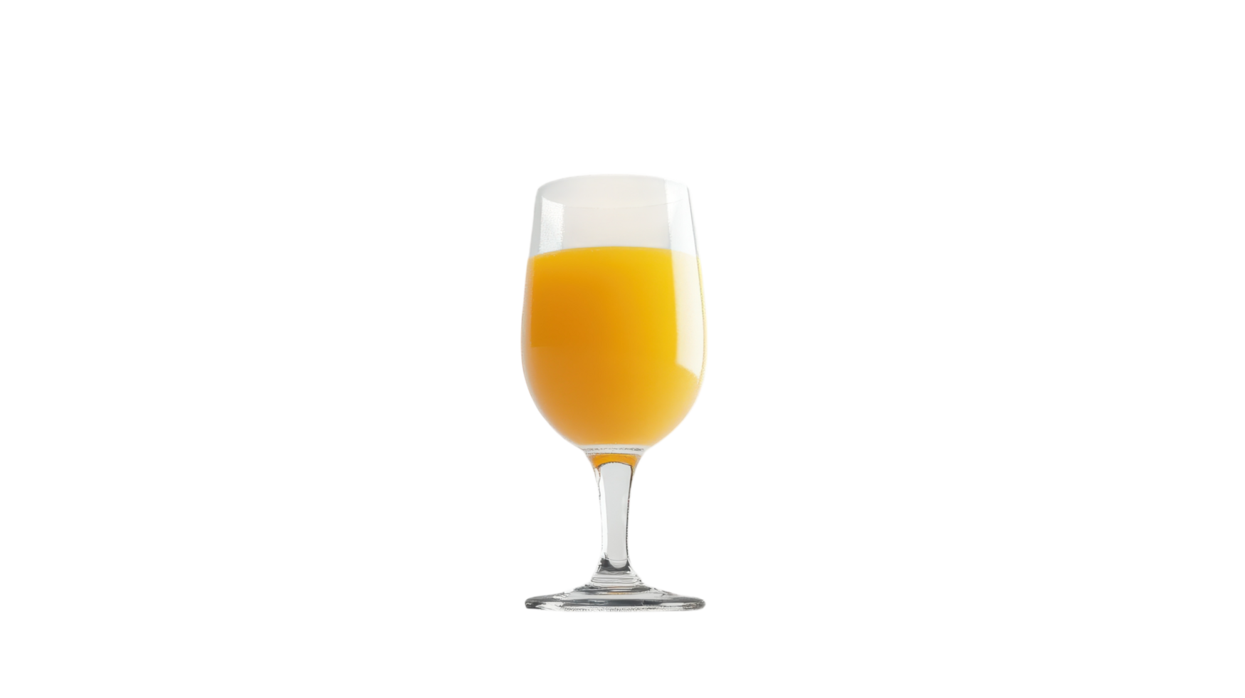 Fresh orange juice in a clear glass isolated on a transparent background, perfect for breakfast or refreshing drinks. png