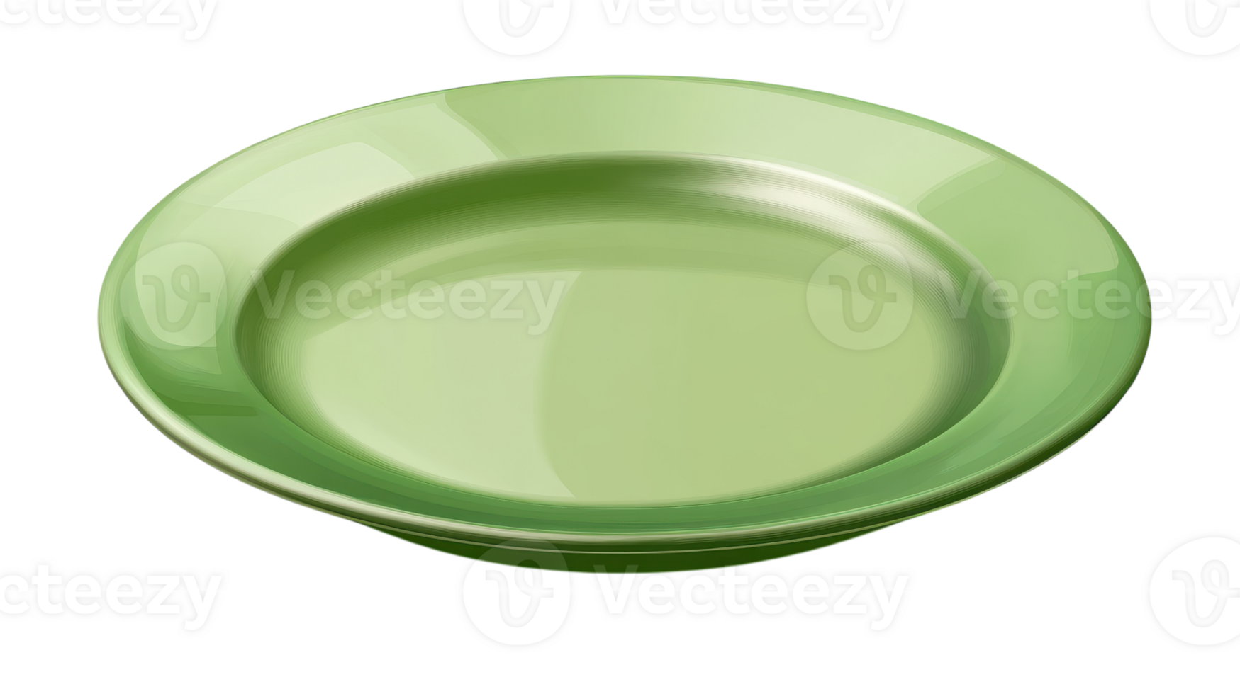A simple green plate on a transparent background, perfect for showcasing food or table settings in a fresh and modern style. png