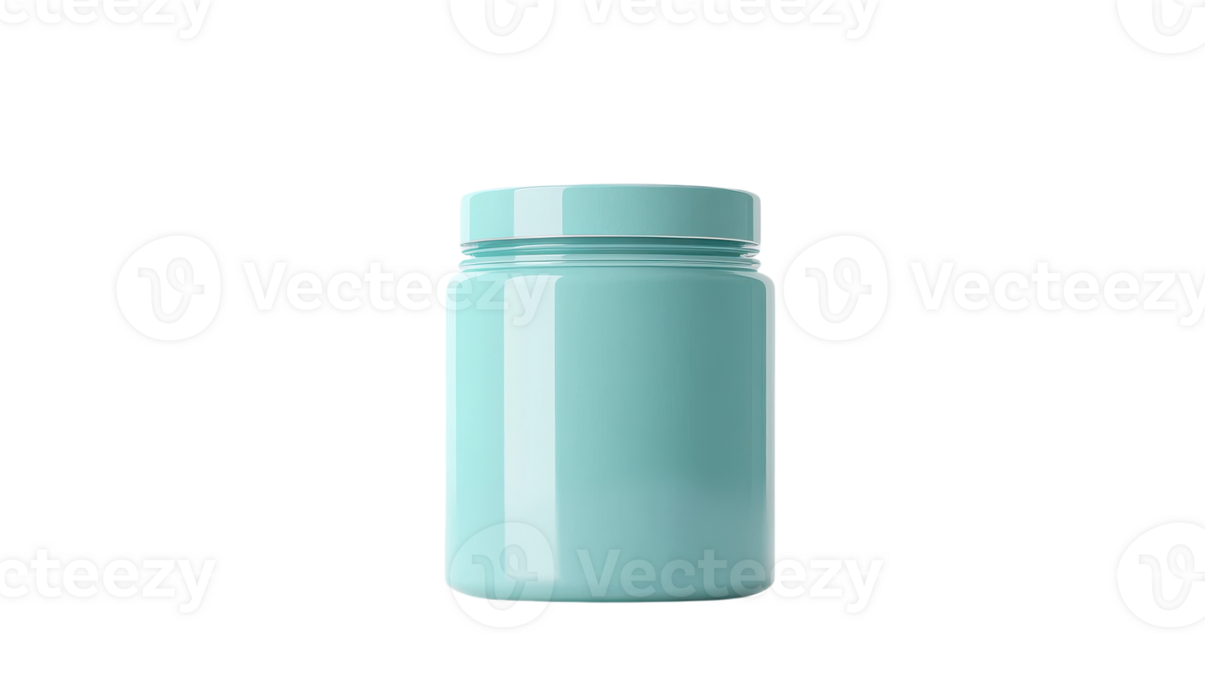 A mint green cosmetic jar against a transparent background showcasing sleek and modern design elements for skincare products. png