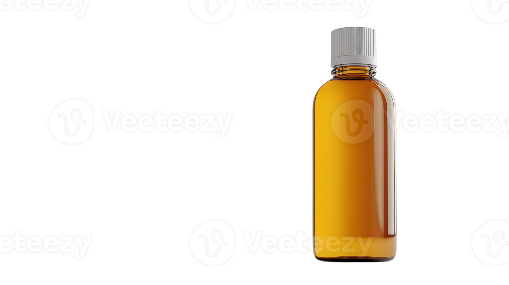 Amber bottle filled with liquid on a transparent background showcasing its sleek design and practicality for various uses. png