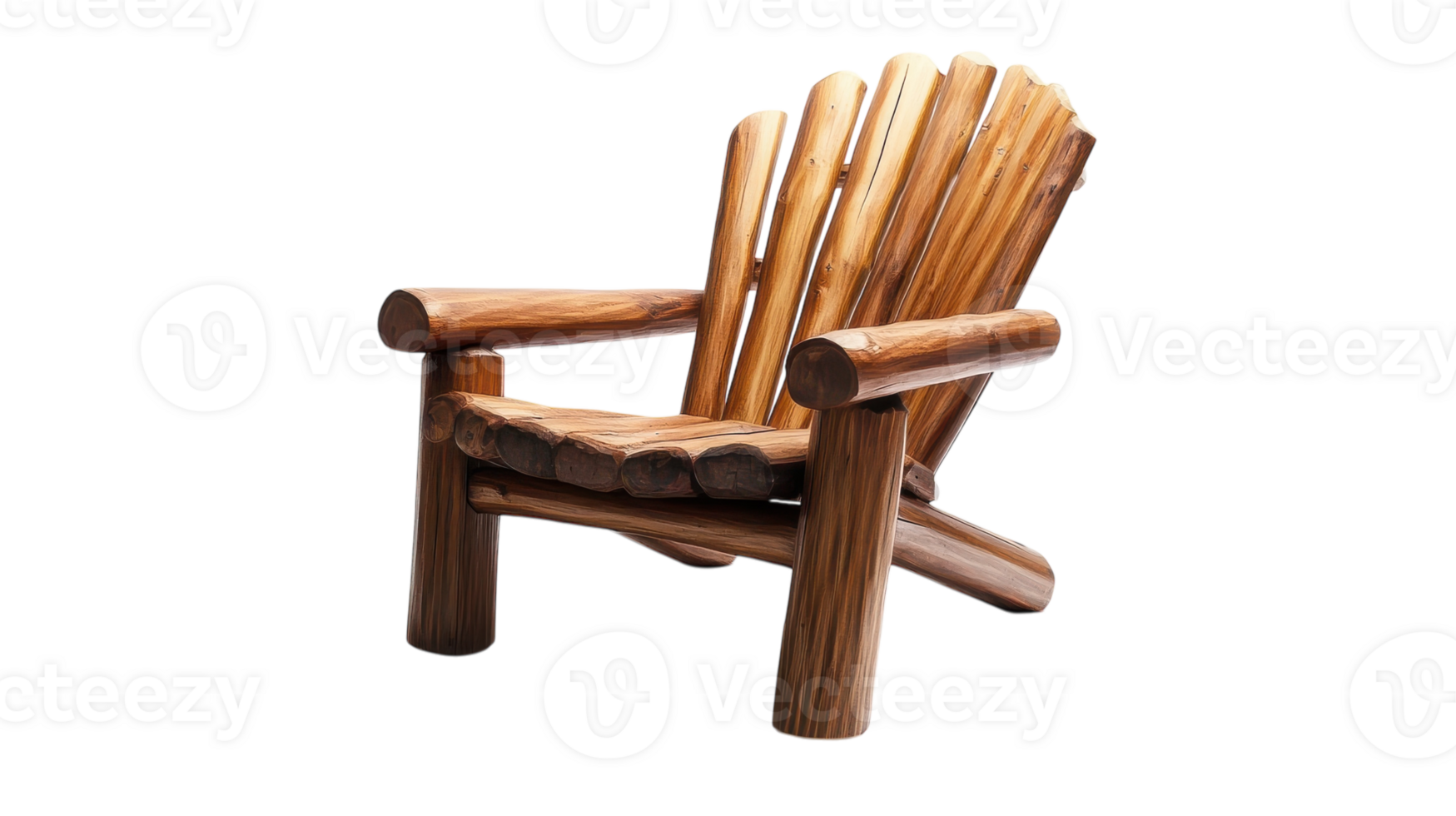 Rustic wooden chair crafted from natural logs displayed on a transparent background for design purposes. png