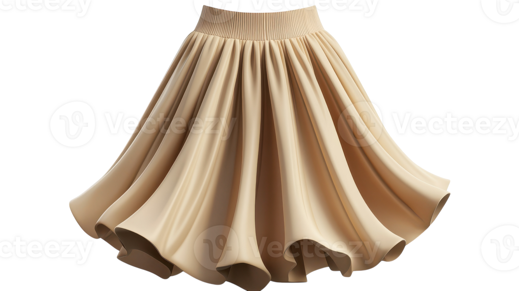 Stylish High Waisted Beige Skirt with Pleats Perfect for Formal Occasions and Everyday Wear. png