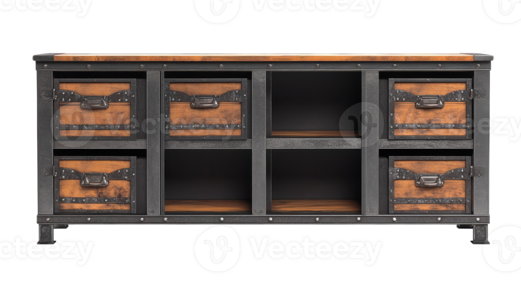Industrial Style Bookcase Featuring a Sturdy Metal Frame Perfect for Modern Living Spaces, Offices, and Libraries. png