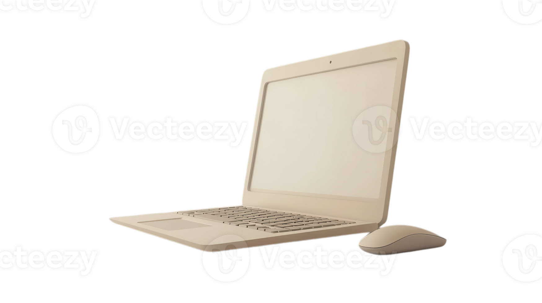 A sleek laptop paired with a mouse on a clean white background, ideal for technology-themed designs, showcasing modern gadgets for digital workspace representations.. png