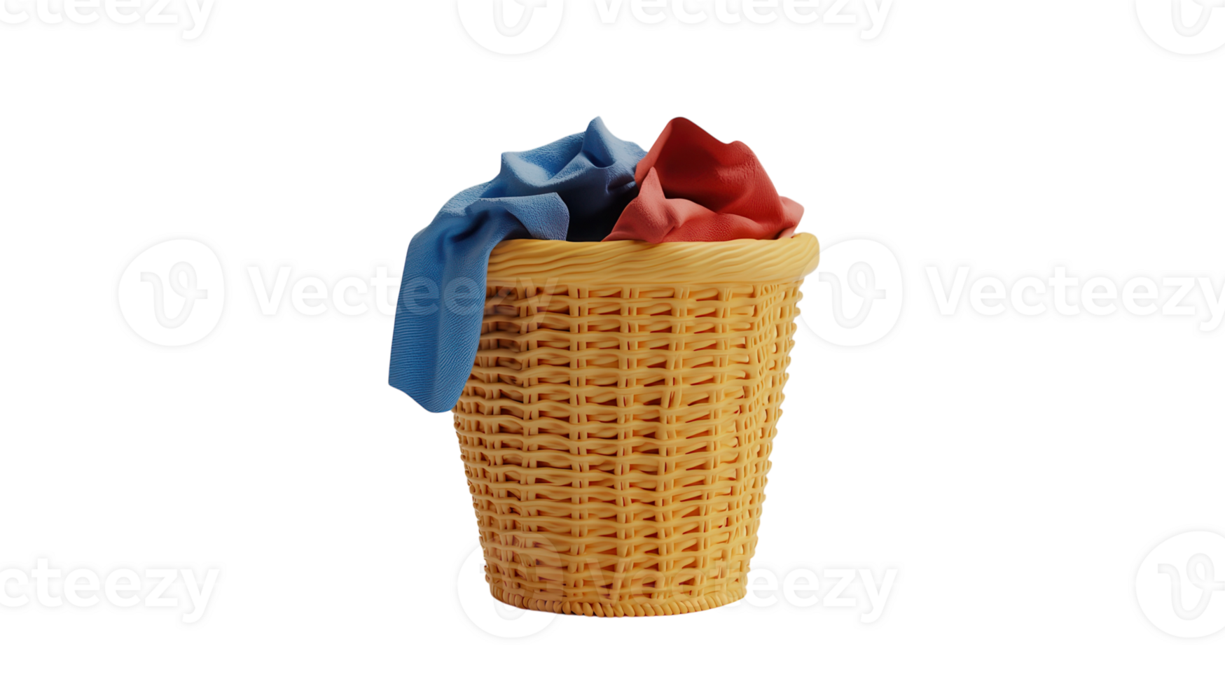 A Thoroughly Detailed Image of a Laundry Basket Overflowing with Dirty Clothes Perfect for Illustrating Household Chores and Laundry Day Concepts. png