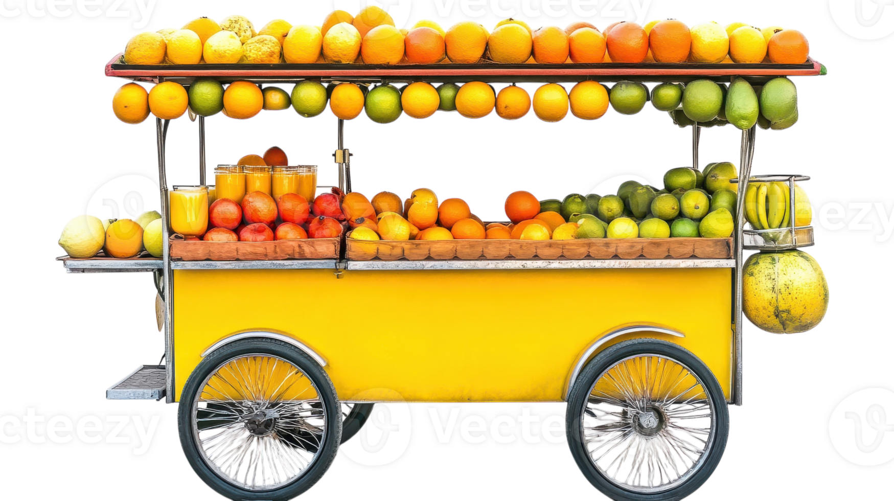 A cart filled with fruit and vegetables png