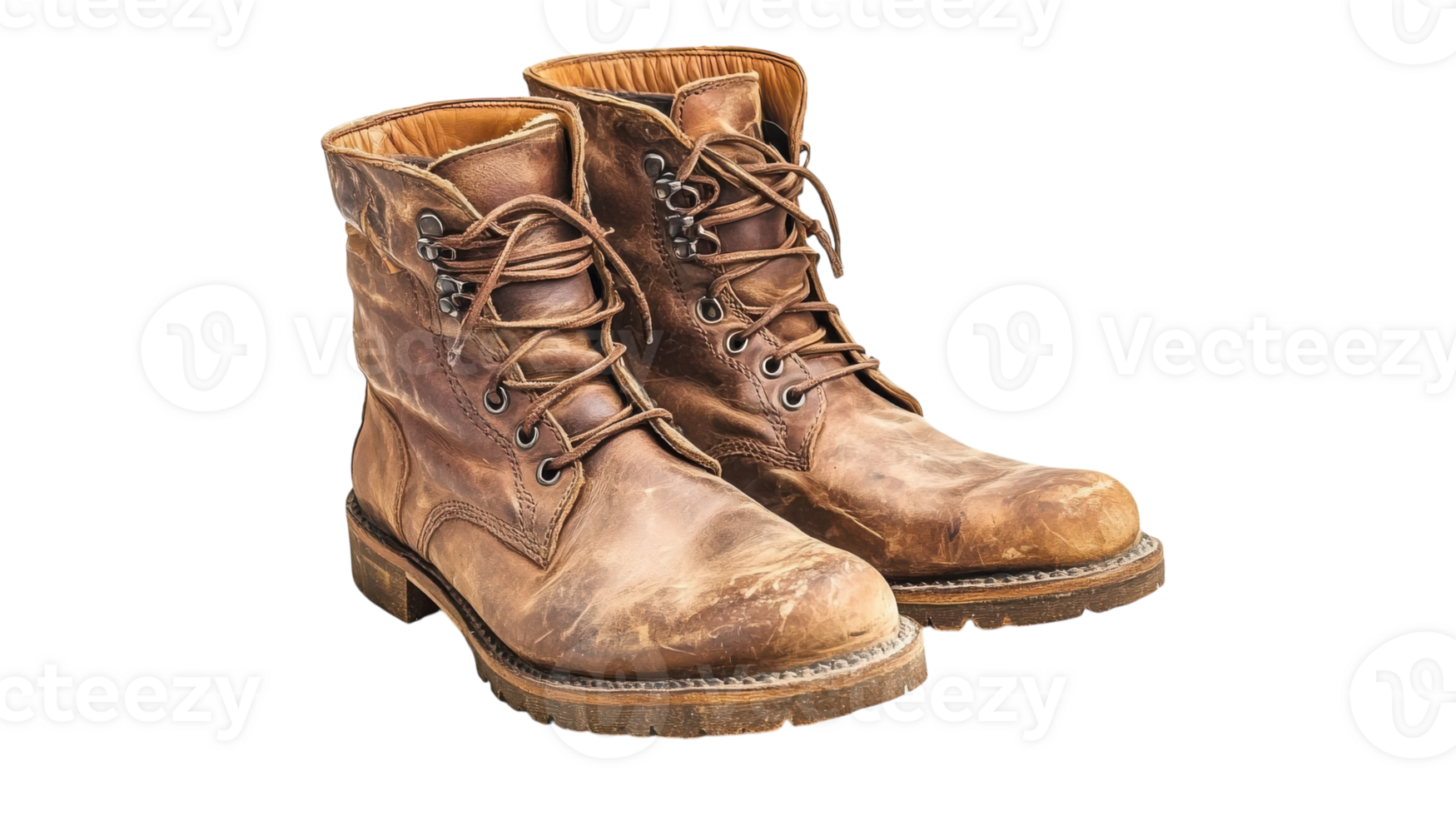 Stylish and Rustic Pair of Leather Boots in Rich Brown Tones Perfect for Fashion Enthusiasts and Seasonal Fashion Shoots. png