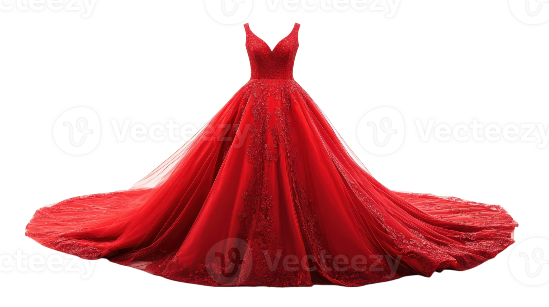 Elegant Red Evening Gown with Intricate Lace Details for Formal Occasions and Glamorous Events. png