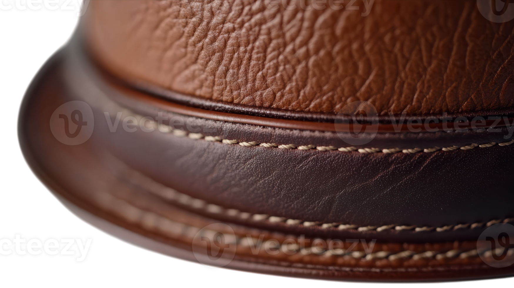 Stylish Brown Leather Hat Band with Subtle Stitching Perfect for Enhancing Your Favorite Hats in Fashionable Way. png