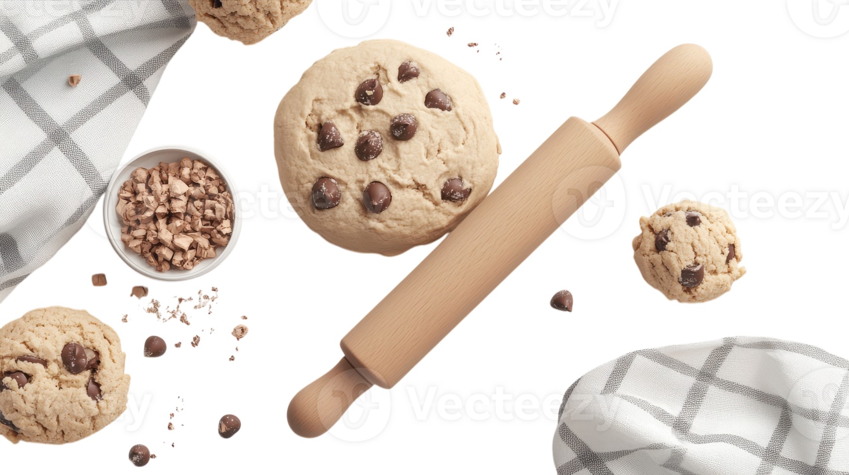 A rolling pin and cookies on a table png