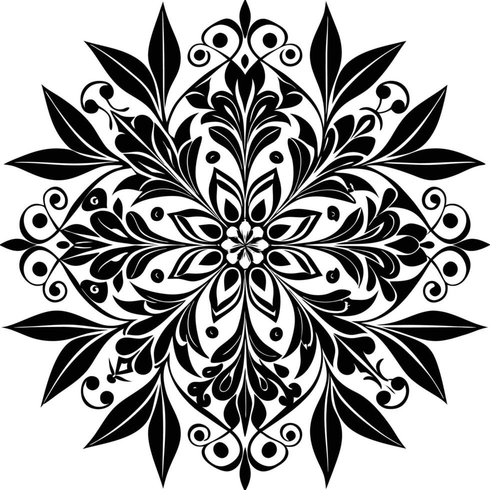 a black and white design with a floral pattern vector