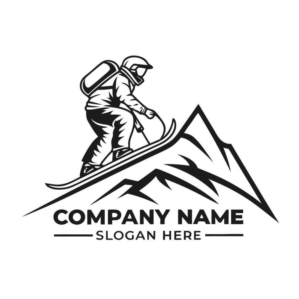 a man on skis is riding down a mountain vector
