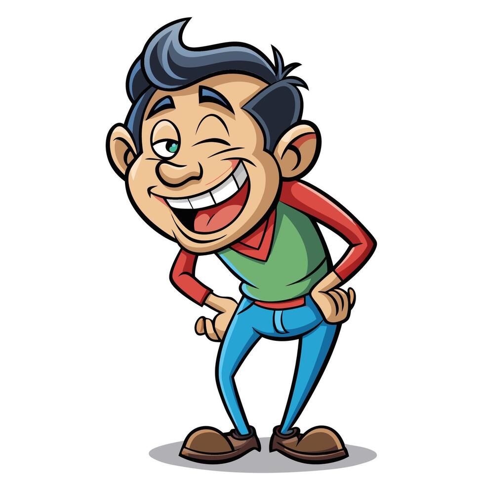 cartoon man laughing and smiling vector