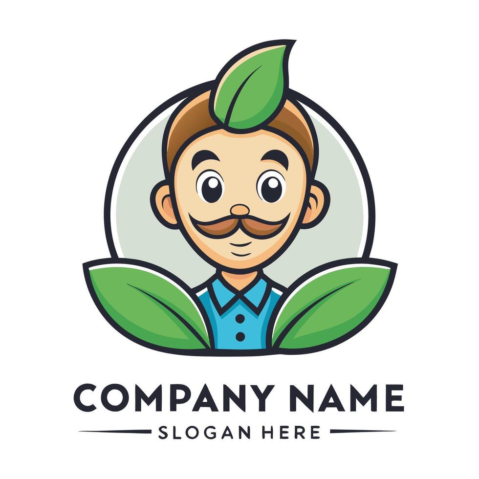 a man with a mustache and mustache logo vector
