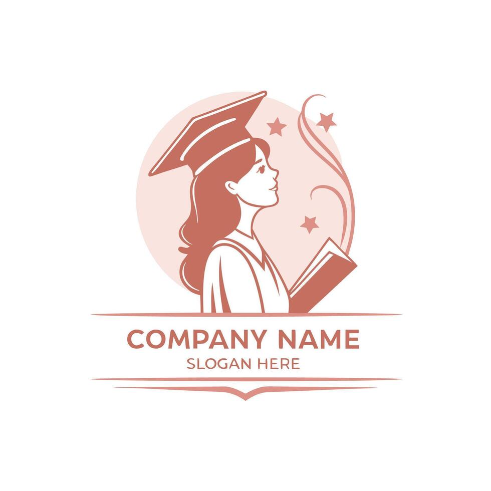 a graduate logo with a woman in a cap and gown vector