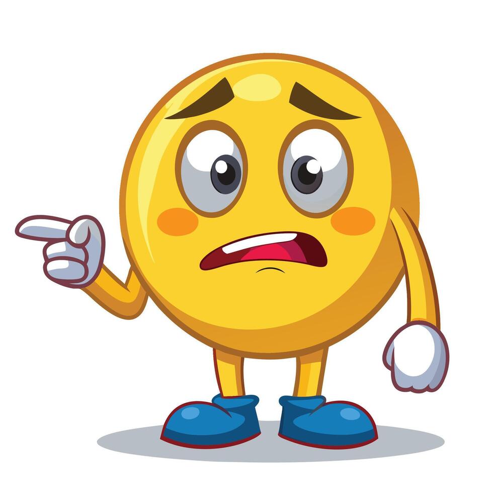 emoticon character sad face pointing finger at something vector