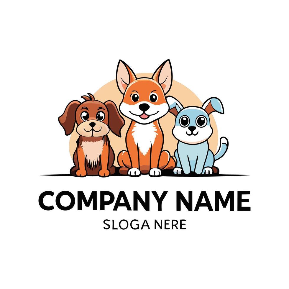 dog and fox logo design vector