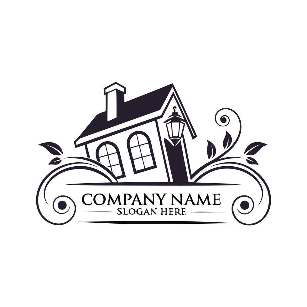 a house logo with a lantern and a window vector