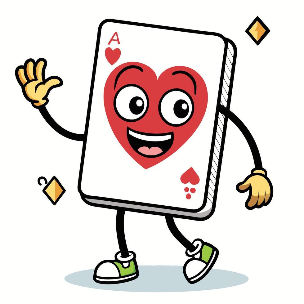 a cartoon playing card character waving and smiling vector