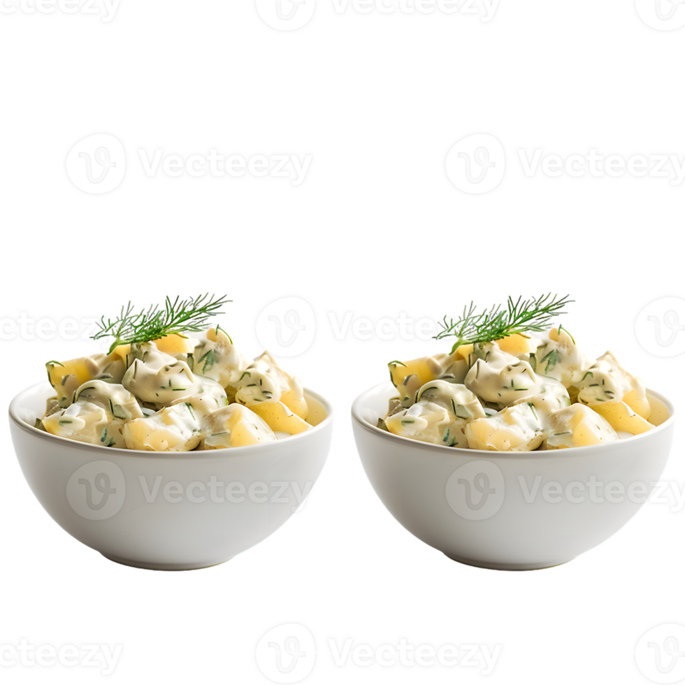 Creamy Potato Salad in White Bowls png