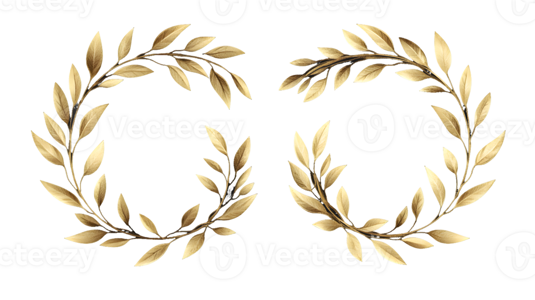 Elegant Double Olive Branch Wreaths with Golden Sparkle png