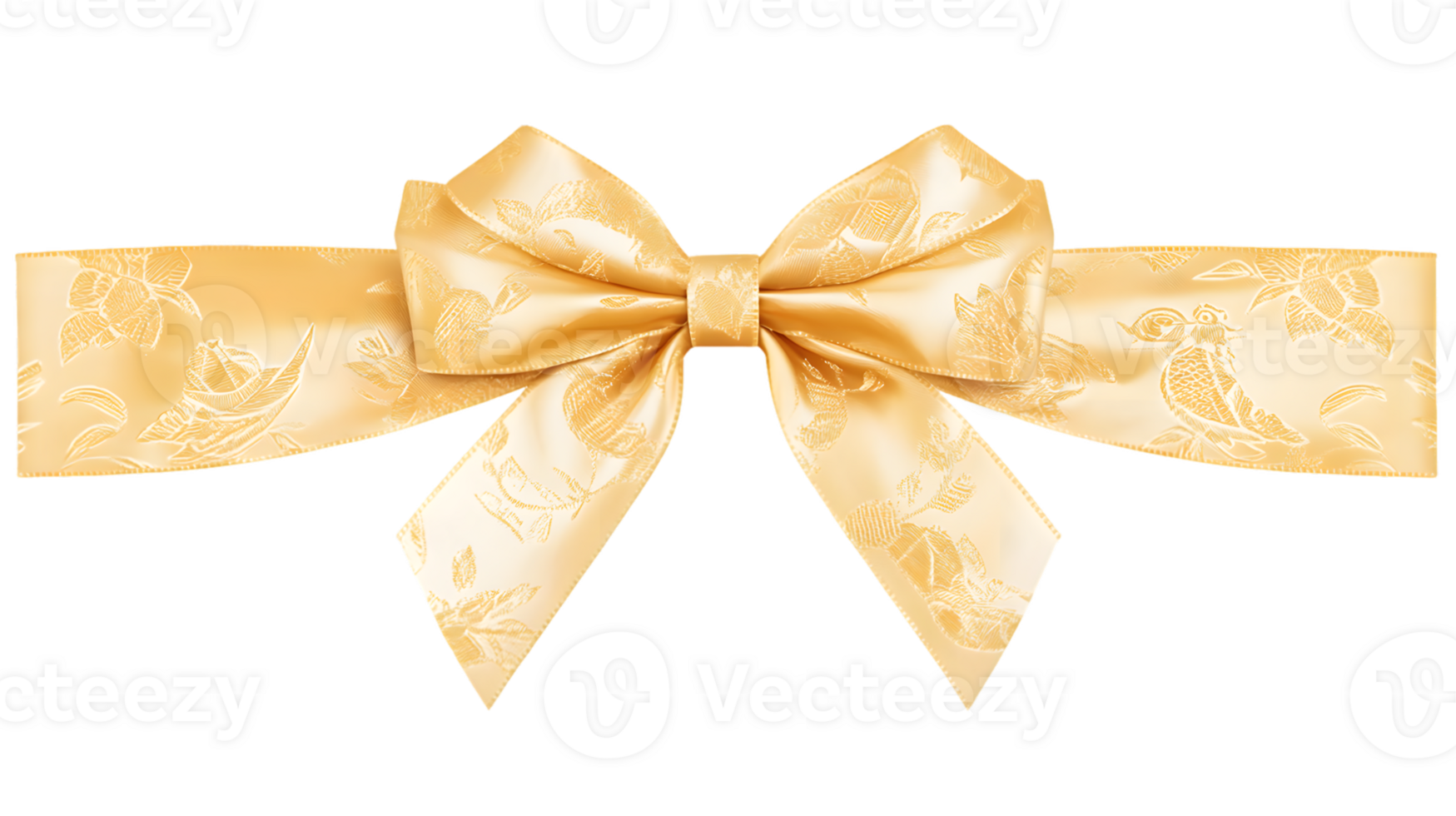 Elegant Golden Ribbon Bow with Subtle Textured Pattern png