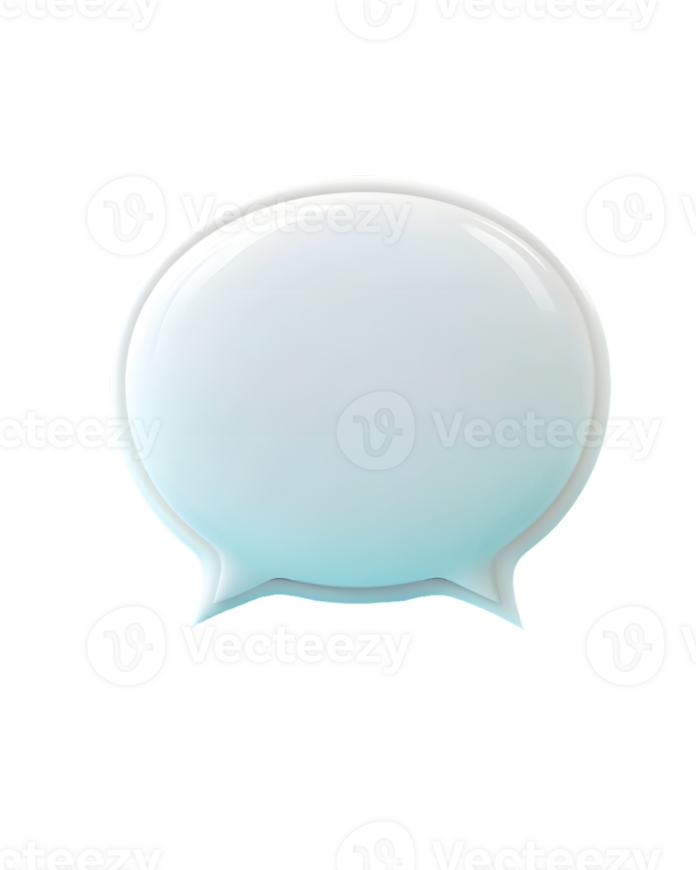 Glossy Light Blue Speech Bubble 3D Render png